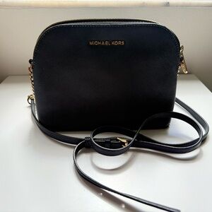 Michael Kors Navy Blue Crossbody Bag with Gold-Tone Hardware
